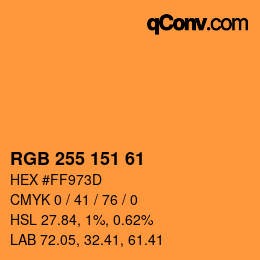 Color code: RGB 255 151 61 | qconv.com