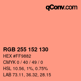 カラーコード: RGB 255 152 130 | qconv.com
