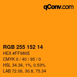 Color code: RGB 255 152 14 | qconv.com