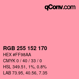 Color code: RGB 255 152 170 | qconv.com