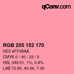 カラーコード: RGB 255 152 170 | qconv.com