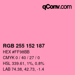 Color code: RGB 255 152 187 | qconv.com