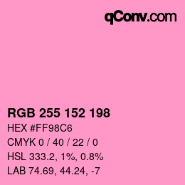 Color code: RGB 255 152 198 | qconv.com