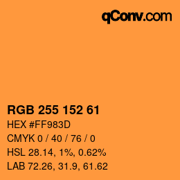 Color code: RGB 255 152 61 | qconv.com