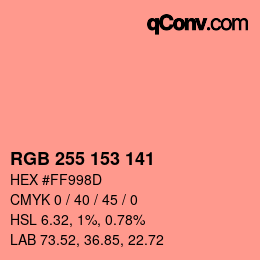 Color code: RGB 255 153 141 | qconv.com