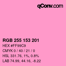 颜色代码: RGB 255 153 201 | qconv.com