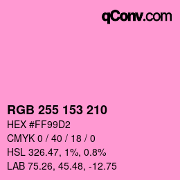 Color code: RGB 255 153 210 | qconv.com