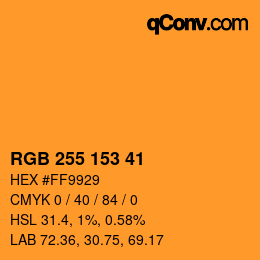 Color code: RGB 255 153 41 | qconv.com