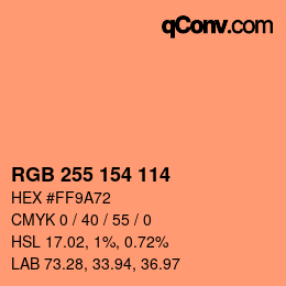 颜色代码: RGB 255 154 114 | qconv.com