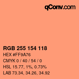 颜色代码: RGB 255 154 118 | qconv.com