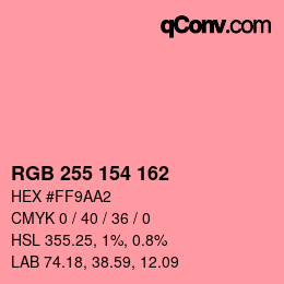 Color code: RGB 255 154 162 | qconv.com