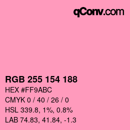 Color code: RGB 255 154 188 | qconv.com