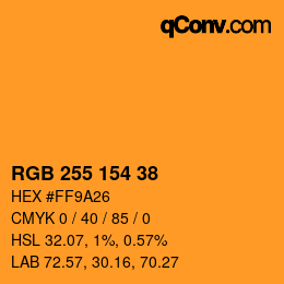 Color code: RGB 255 154 38 | qconv.com