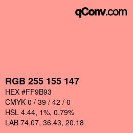 Color code: RGB 255 155 147 | qconv.com