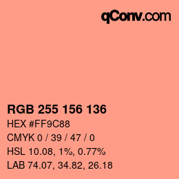 Color code: RGB 255 156 136 | qconv.com