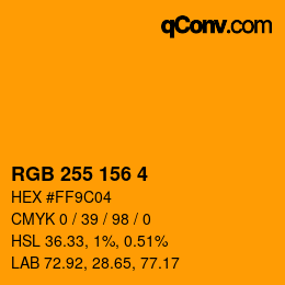 Color code: RGB 255 156 4 | qconv.com