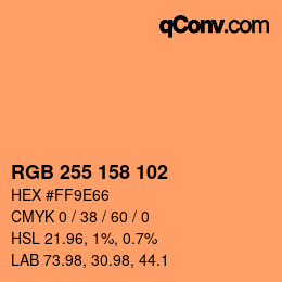 Color code: RGB 255 158 102 | qconv.com