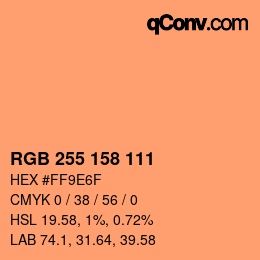 Color code: RGB 255 158 111 | qconv.com