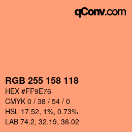 Color code: RGB 255 158 118 | qconv.com