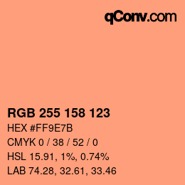 Color code: RGB 255 158 123 | qconv.com