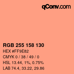 Color code: RGB 255 158 130 | qconv.com