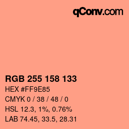Color code: RGB 255 158 133 | qconv.com