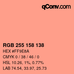 Color code: RGB 255 158 138 | qconv.com