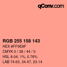Color code: RGB 255 158 143 | qconv.com
