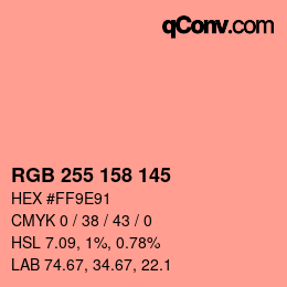 カラーコード: RGB 255 158 145 | qconv.com