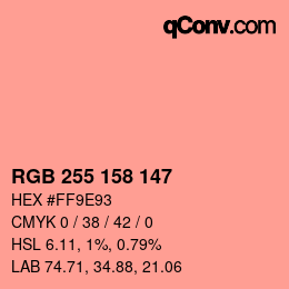 Color code: RGB 255 158 147 | qconv.com