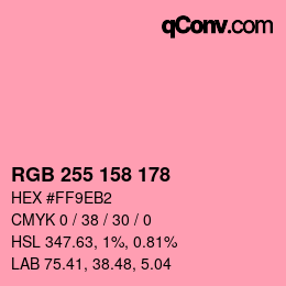 Color code: RGB 255 158 178 | qconv.com