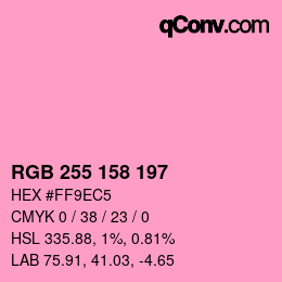 Color code: RGB 255 158 197 | qconv.com