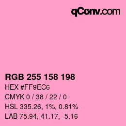 Color code: RGB 255 158 198 | qconv.com