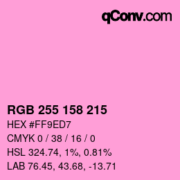 カラーコード: RGB 255 158 215 | qconv.com