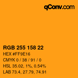 Color code: RGB 255 158 22 | qconv.com