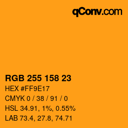 颜色代码: RGB 255 158 23 | qconv.com