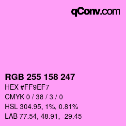 Color code: RGB 255 158 247 | qconv.com
