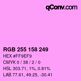 Color code: RGB 255 158 249 | qconv.com