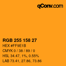 颜色代码: RGB 255 158 27 | qconv.com