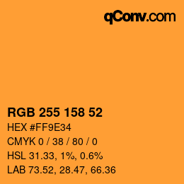 颜色代码: RGB 255 158 52 | qconv.com
