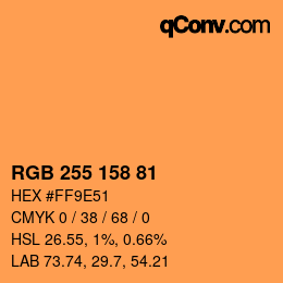 Color code: RGB 255 158 81 | qconv.com