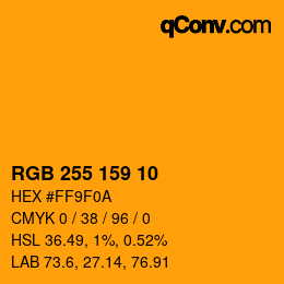Color code: RGB 255 159 10 | qconv.com