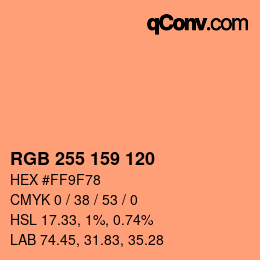 Color code: RGB 255 159 120 | qconv.com