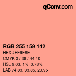 Color code: RGB 255 159 142 | qconv.com