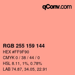Color code: RGB 255 159 144 | qconv.com
