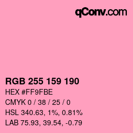 カラーコード: RGB 255 159 190 | qconv.com