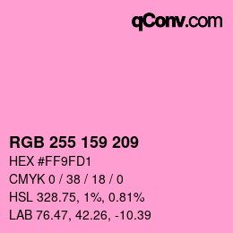 カラーコード: RGB 255 159 209 | qconv.com