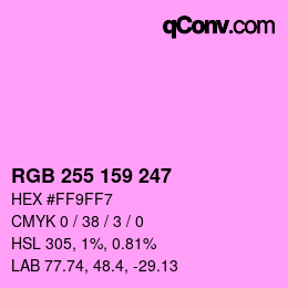 Color code: RGB 255 159 247 | qconv.com