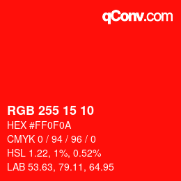 Color code: RGB 255 15 10 | qconv.com