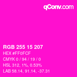 Color code: RGB 255 15 207 | qconv.com